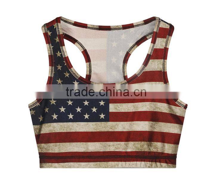 Women Running vest undershirt with United States flag printing