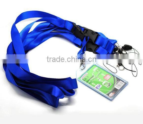 Custom Printed Promotional Blue ID Card Cell Phone Neck Strap Lanyard Clip
