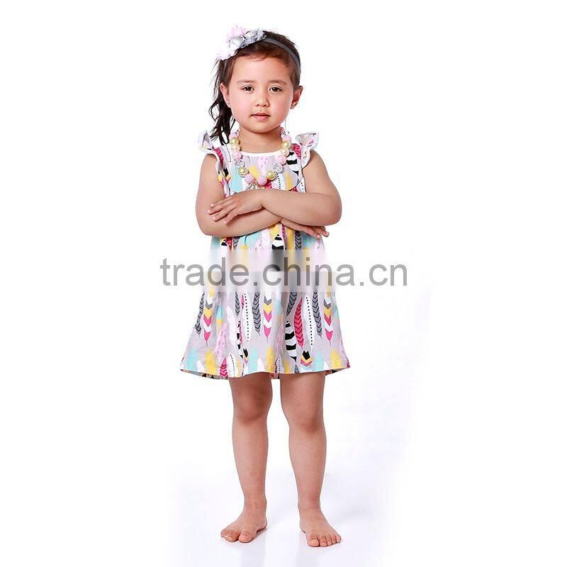 cheap girls summer dress children long feather pattern dress clothing free prom dress