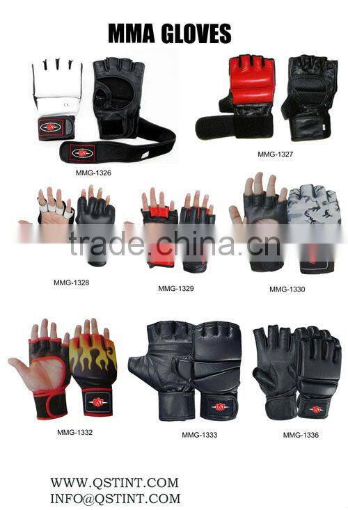 Cow Hide Leather MMA Grappling Gloves Cage Fighting UFC Sparring Glove Training