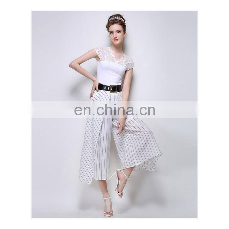 New fashion dress temperament strip pattern empire loose pants for women wear