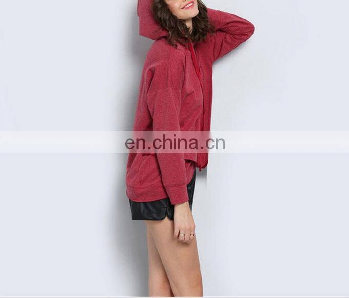 Autumn Fashion Women Irregular Hem Hoody Sweater Leisure Slim Hooded Sweatshirt