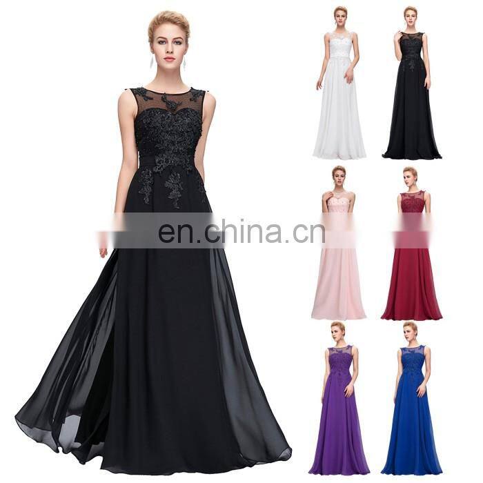 Grace Karin Sleeveless V-Back White Chiffon Plus Size Prom Dress for Fat Women CL007555-4