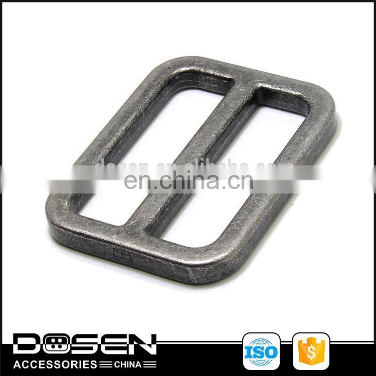 Antique Finishing Tri-Glide Ring Adjust Ring Buckle Custom Engraved Side Logo Slide Strap Buckle For Bag Garment Accessories