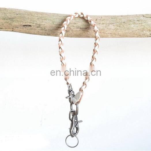 CUSTOM VINTAGE STYLE KNITTED KEYRING THIN LEATHER KEYCHAIN