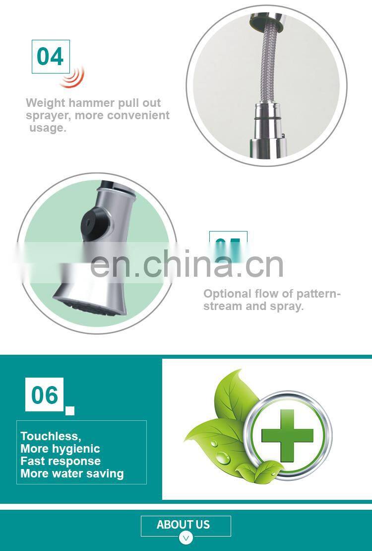 Single handle pull out brass automatic pre rinse kitchen faucet