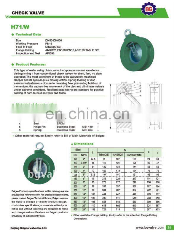 Dual DOOR Wafer Swing Check Valve