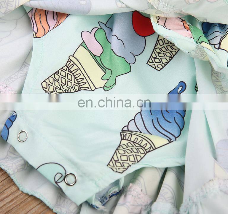 Lovely Ice Printed Newborn Baby Jumpsuit Summer Baby Girl Dress