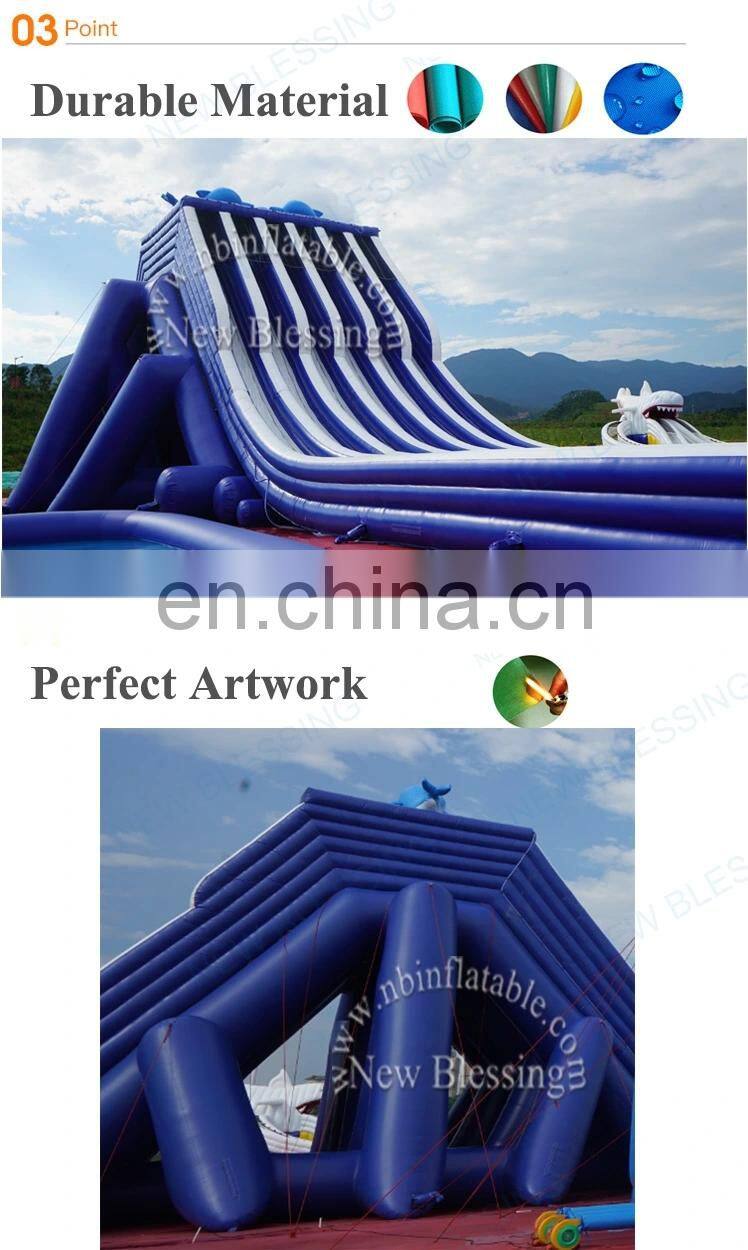 Cheap commercial amusement swimming pool six lane inflatable water slides with pool