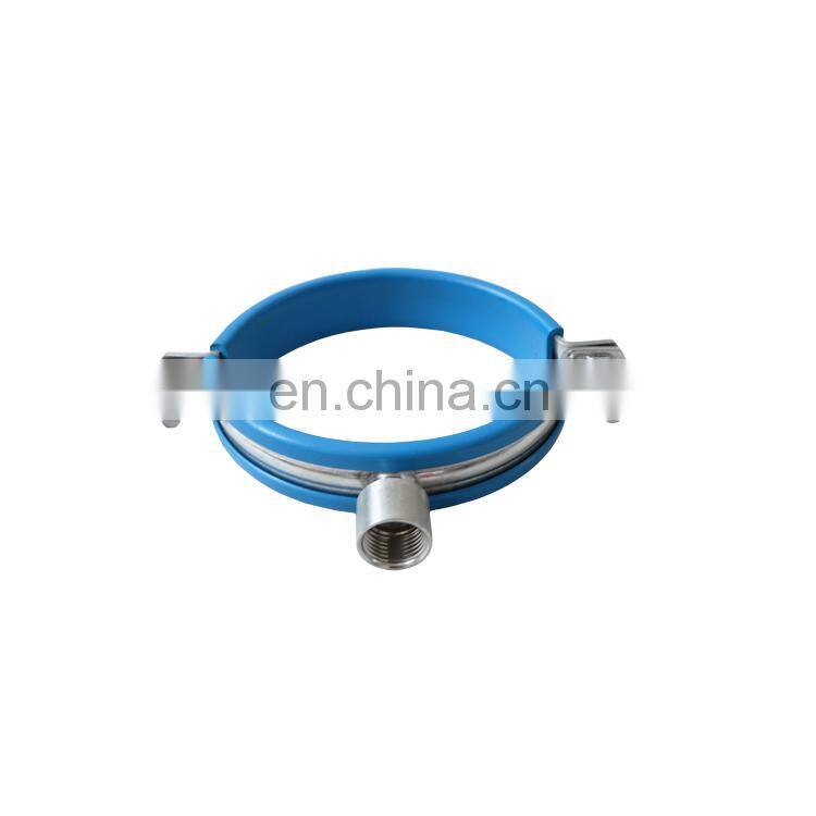 Sanitary Stainless Steel Pipe Clamp with insert with pipe hanger or with FNPT pipe for extraction rack
