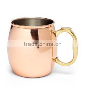 Shiny Finish Copper Beer Mug With Beautiful Brass Handle