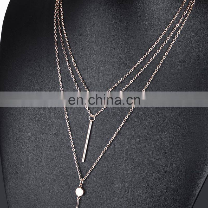 Women Necklaces & Pendants 3 multi layer Necklace Tassel Charm Bar statement for gift