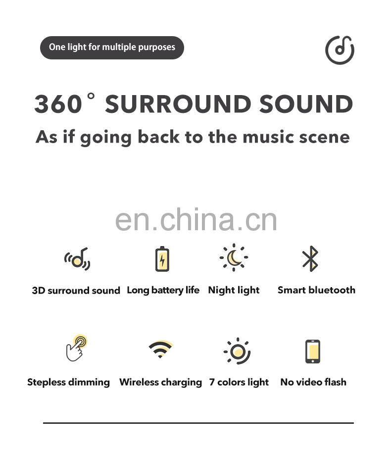 Rechargeable 7 Color Rgb Multifunctional Kids Night Light Wireless Bt Speaker Hifi Music Usb Portable Led Children's Night Light