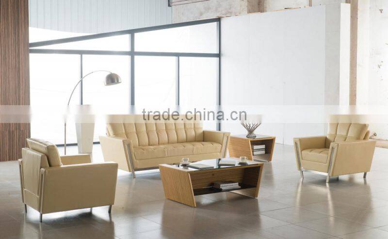 Soft back with sqare stitching leather sofa price good 3seater item 8060