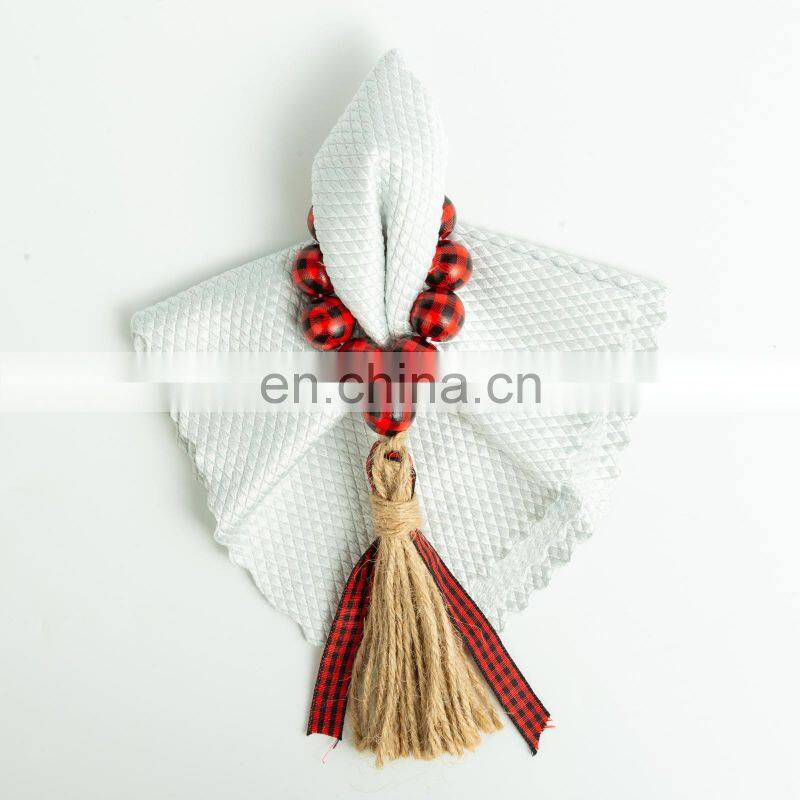 Wholesale Home Accessories Table Decoration Wood Beads Napkin Rings Tassel Macrame Napkin Ring