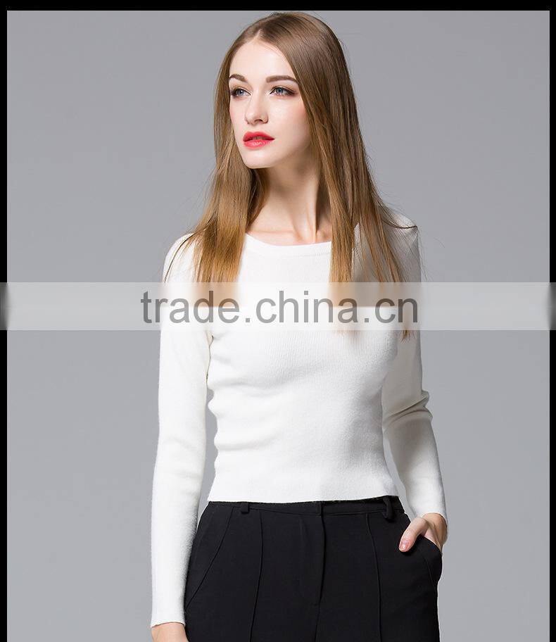 Fashion design custom woolen knit sweater pullover collar for young ladies