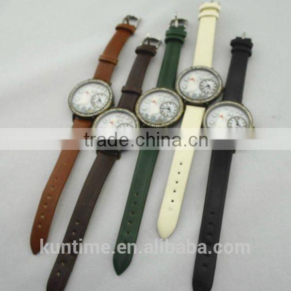 Women's and Girl's Cute Cat Style Leather Analog Quartz Wrist Watch