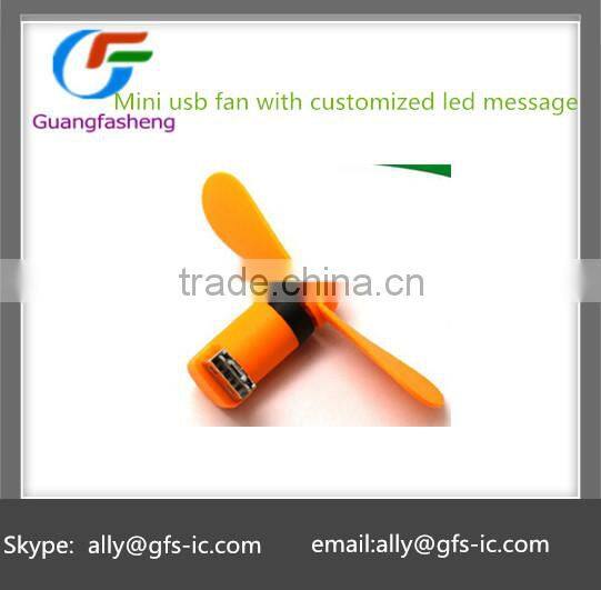 (hot sale)Mini usb fan with customized led message
