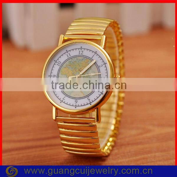 Fashion Leopard band world map print watch