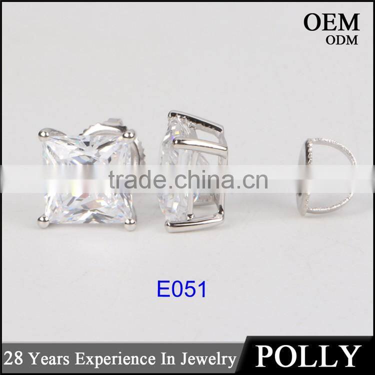 14KT solid gold princess cut AAAAA CZ earrings jewelry manufacturers
