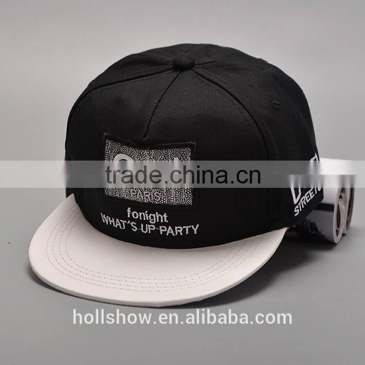 Fashion Cool GO ! Applique Men Women Embroidery Flat Leather Brim Snapback Custom