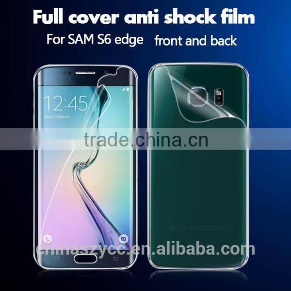 New arrival mobile accessories full screen clear anti-shock screen protector wholesale for Samsung galaxy s6 s7 edge free sample