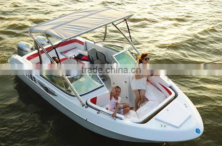 China 8 persons 115-200hp outboard engine powerful Fiberglass Fishing Boat for sale