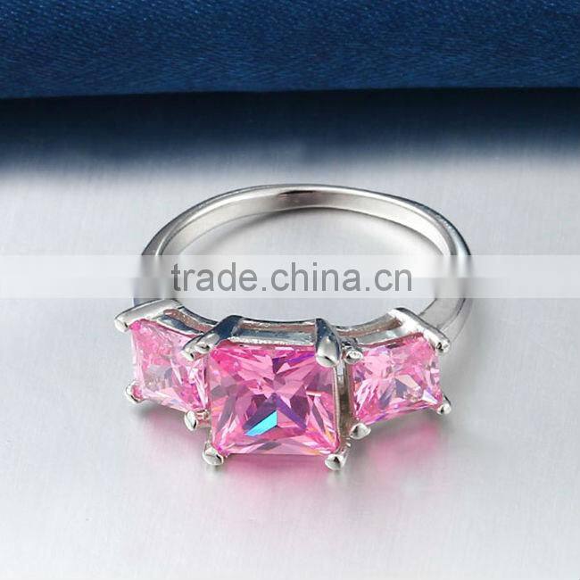 2014 Fashion Pink CZ Stone Inlay In Copper Alloy Ring