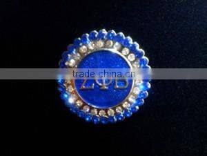 Wholesale vnistar zeta style disk shap lapel sorority round stone brooch pin in normal size high quality