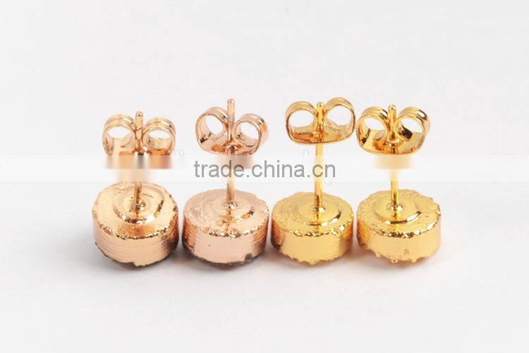 2016 Round Fashion earrings High Quality Titanium Silver Druzy Stone Stud Earrings