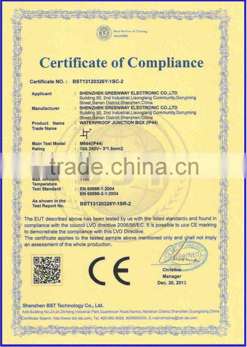 small waterproof ip44 junction box used for bathroom lamp