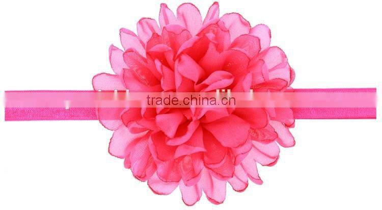 2016 New style girl big flower headband Girls chiffon flower hair band hair flower kids large flower headband wh-1749