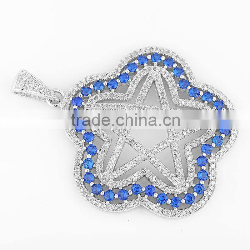 CYW custom metal pendant charms 925 silver gems pentagram sterling silver star necklace pendant