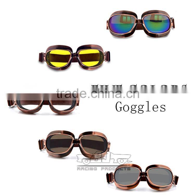 BJ-GT-013 Copper frame googles Clear Lens motorcycle glasses wholesale motocross googles for Harley