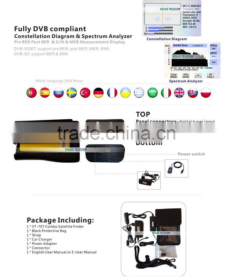 ISDBT & DVB-S2 compliant HD Terrestrial television meter VT707
