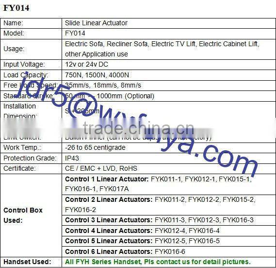 linear actuator 400 mm 35 mm/sn 700-1000 N 24 v