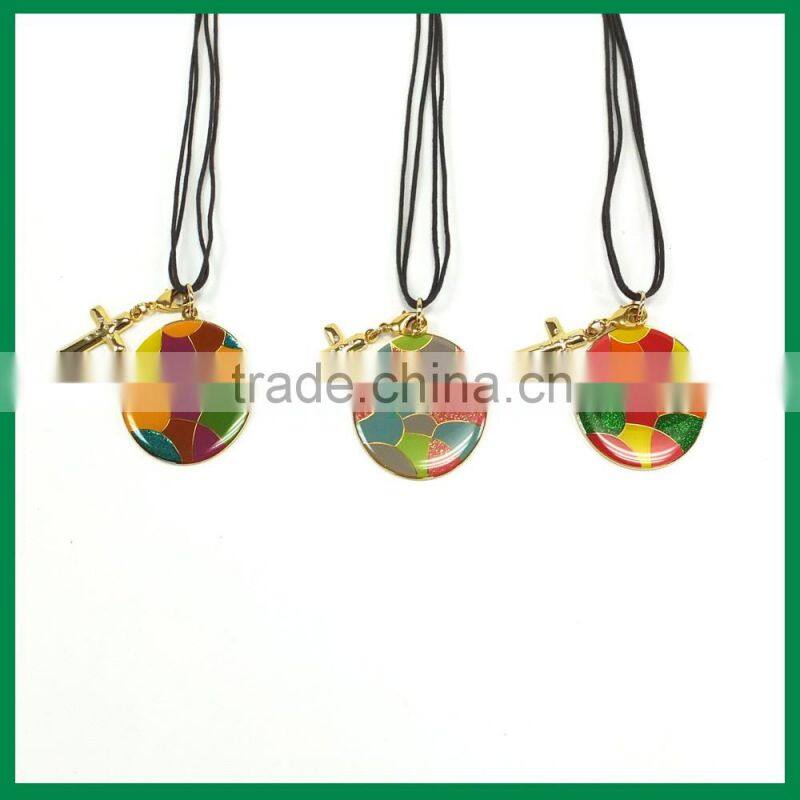 Colorful Church window Design Oval Pendant Necklace