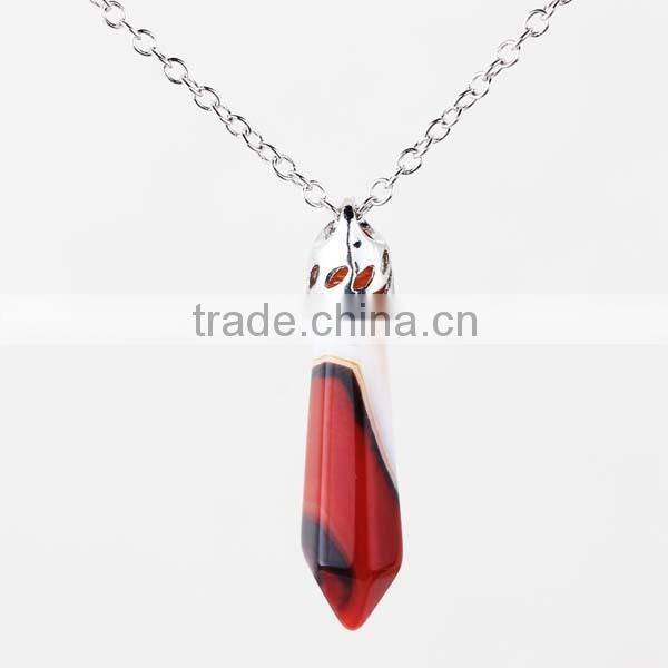 New Trendy Cool Bullet Shaped Natural Quartz Gemstone Necklace