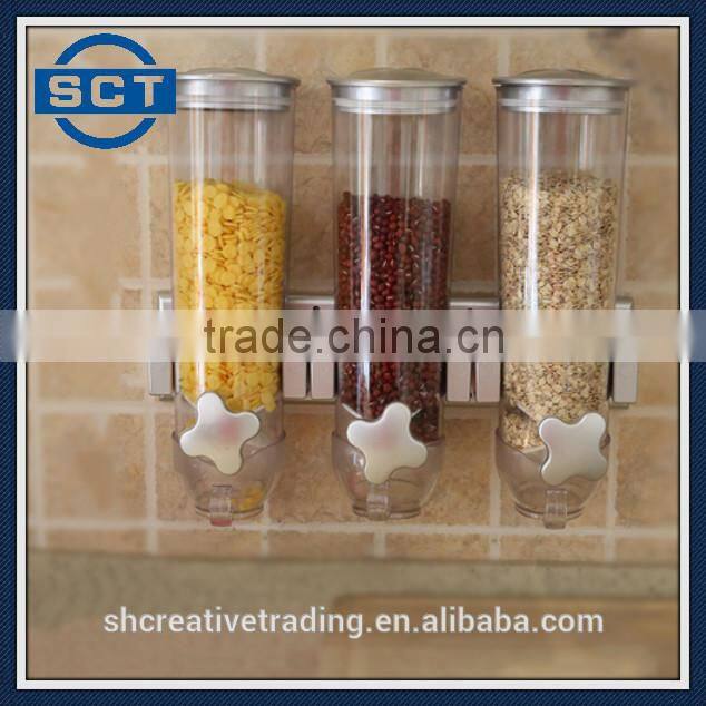 Triple Wall Mount Dry Food Dispenser for Kitchen Home