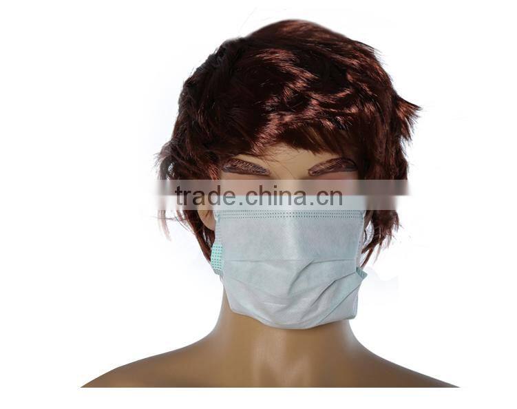 disposable non woven green face mask with earloops