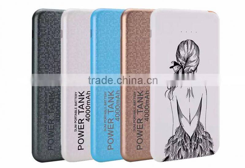 Factory price universal 4000mah portable charger power bank manufacturer flat power bank