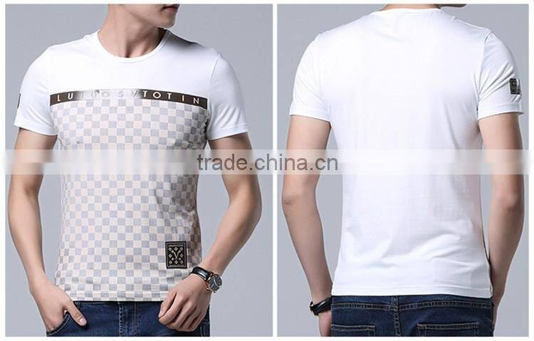 O neck cotton t-shirt with dark blue color