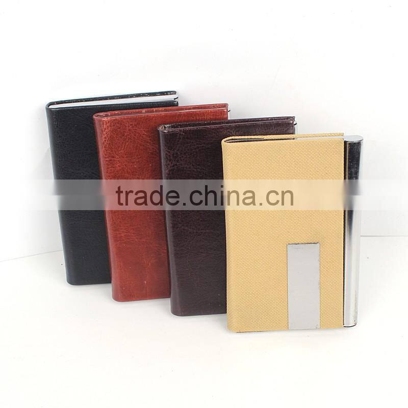 Promotion elegant pocket aluminum leather metal business name card holder