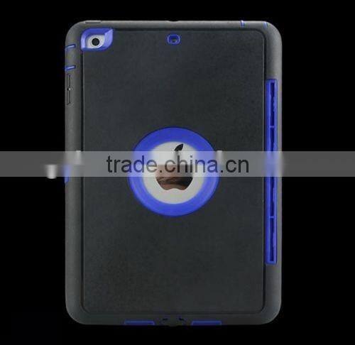 For iPad air 2 military defender shockproof PU flip case with removable kickstand