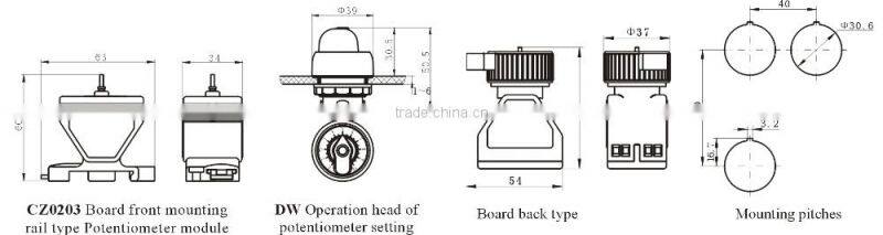 IECEx ATEX Certified Explosion Proof potentiometer component for board front mounting and board back type