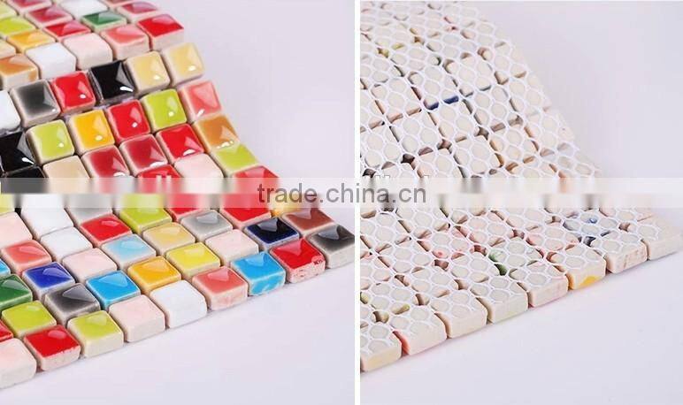 glazed blue green pink yellow mixed ceramic mosiac tile min10*10mm