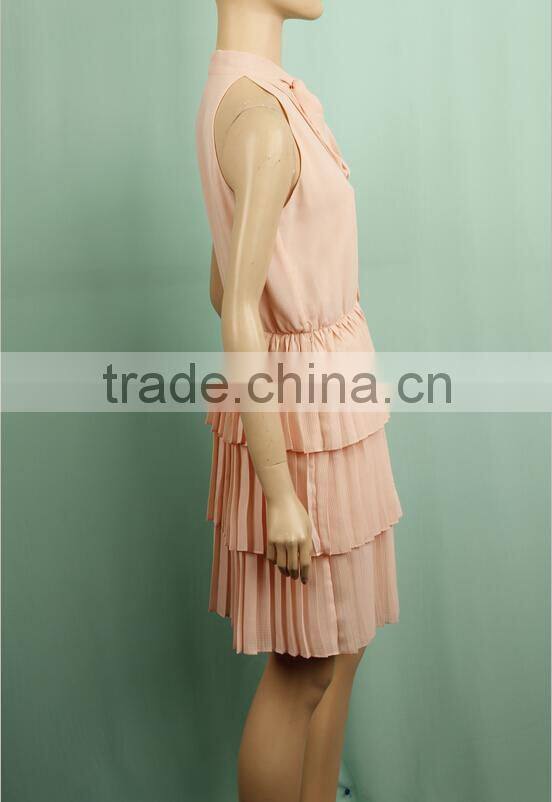 2016 summer plain dyed sweet pink color sleeveless lolita dress chiffon dress MD151032857