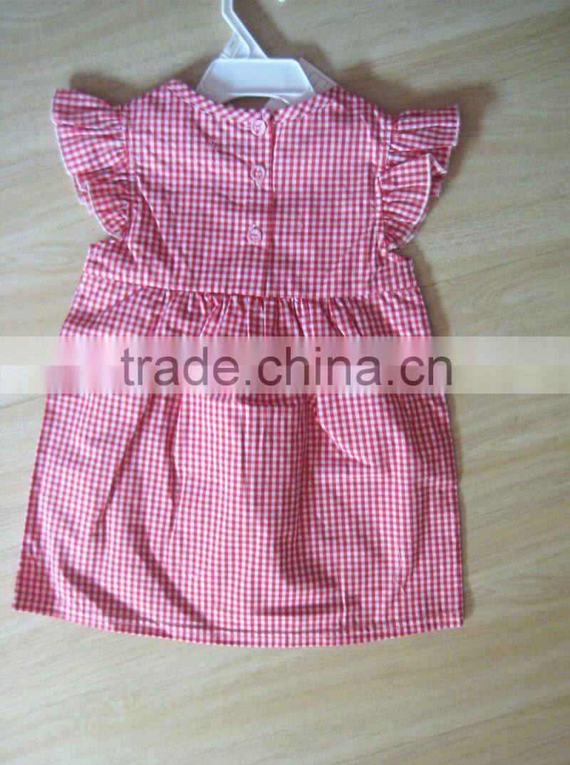 High Quality Baby Garment kids girl pink top plaid kids sleeveless t shirt