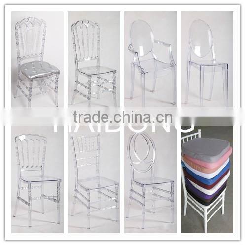 Silver Resin polycarbonate wedding dining banquet Royal chair