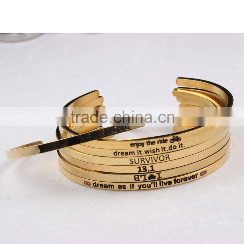Top Quality stainless steel 3.5mm Width Rose Gold Inspiration Bracelets